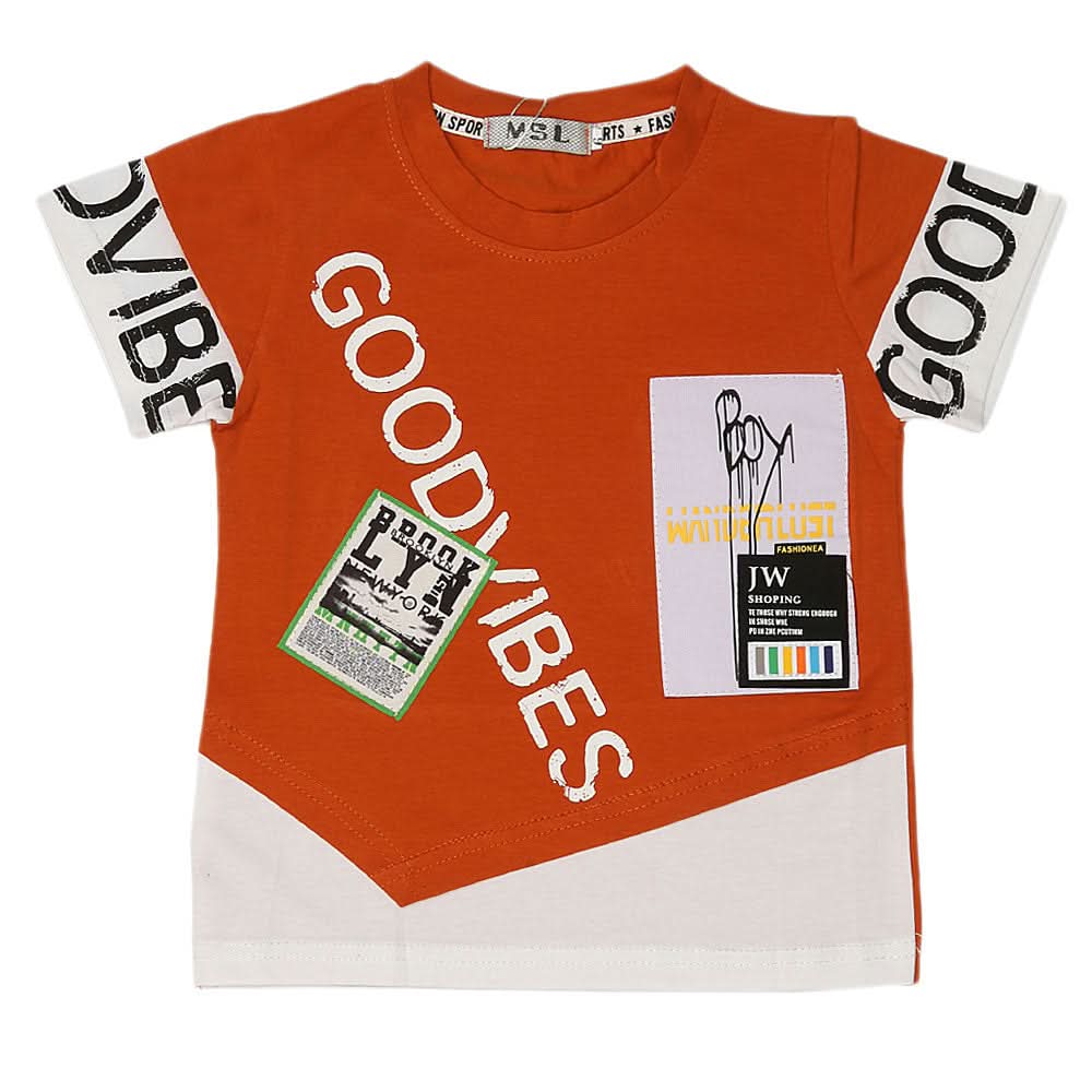 Boys Half Sleeves T-Shirt - Rust, Kids, Boys T-Shirts, Chase Value, Chase Value