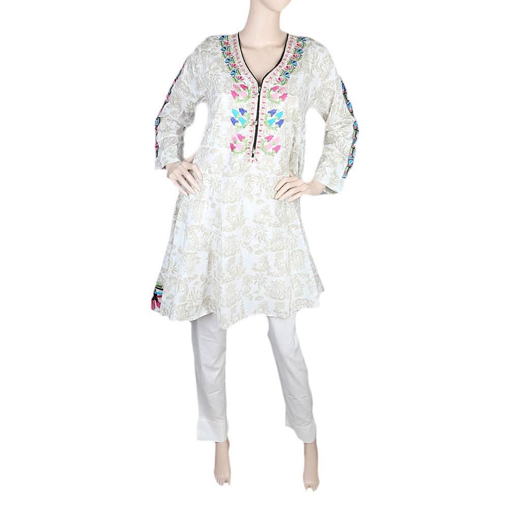 Women's Fancy Cotton 2 Piece Suit - White, Women, Shalwar Suits, Chase Value, Chase Value