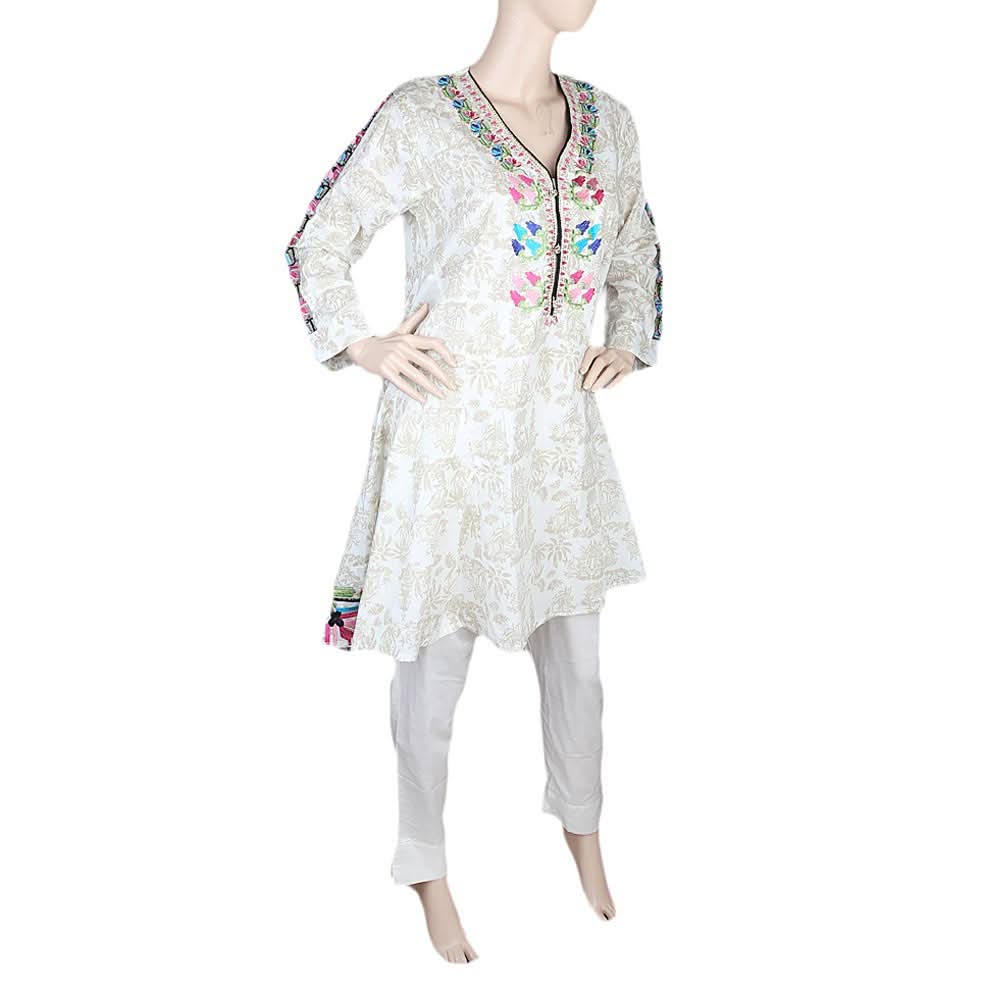 Women's Fancy Cotton 2 Piece Suit - White, Women, Shalwar Suits, Chase Value, Chase Value