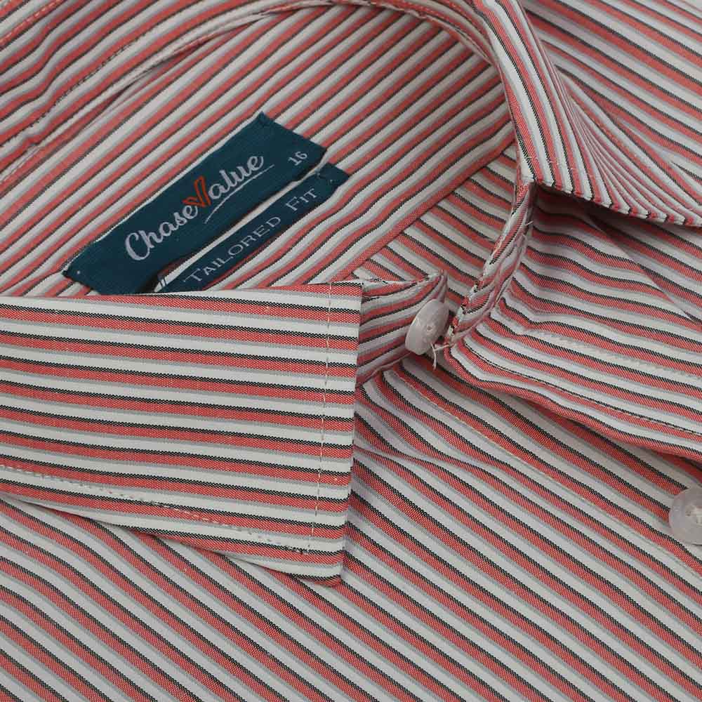 Men's Formal Stripe Shirt - Peach, Men's Shirts, Chase Value, Chase Value