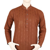 Men's Shalwar Kurta Band Collar -Jacquard- Brown, Men's Fashion, Chase Value, Chase Value