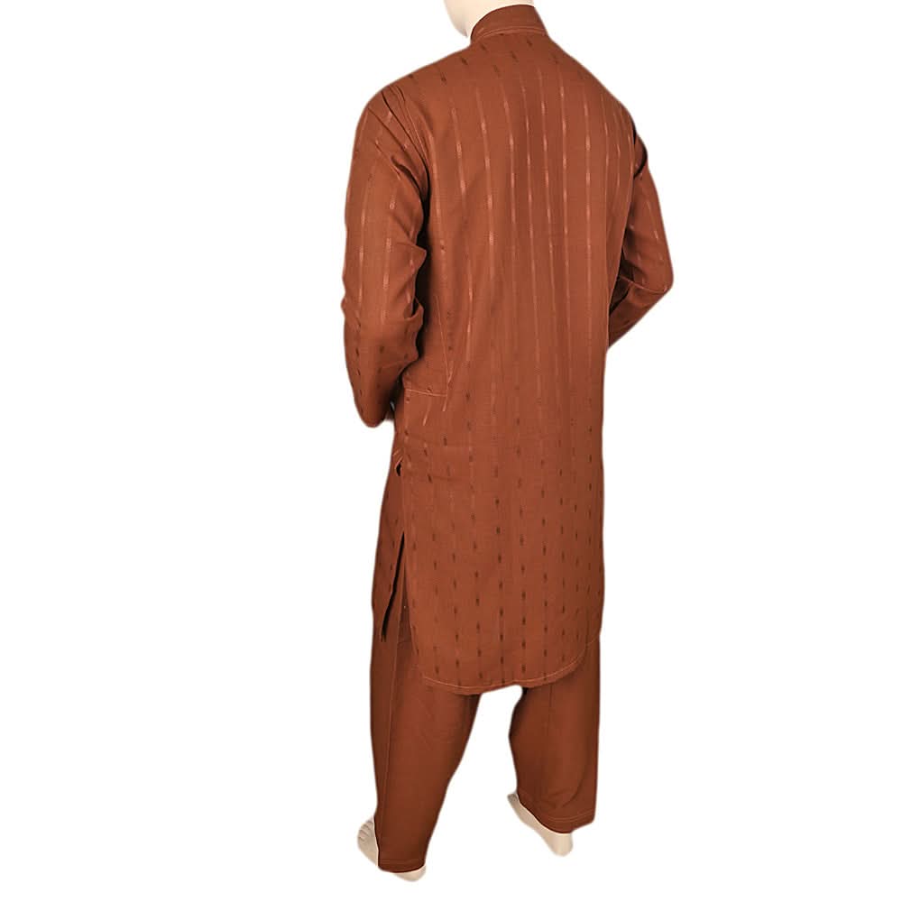 Men's Shalwar Kurta Band Collar -Jacquard- Brown, Men's Fashion, Chase Value, Chase Value