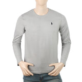 Men's Full Sleeves Logo T-Shirt - Grey, Men, T-Shirts And Polos, Chase Value, Chase Value
