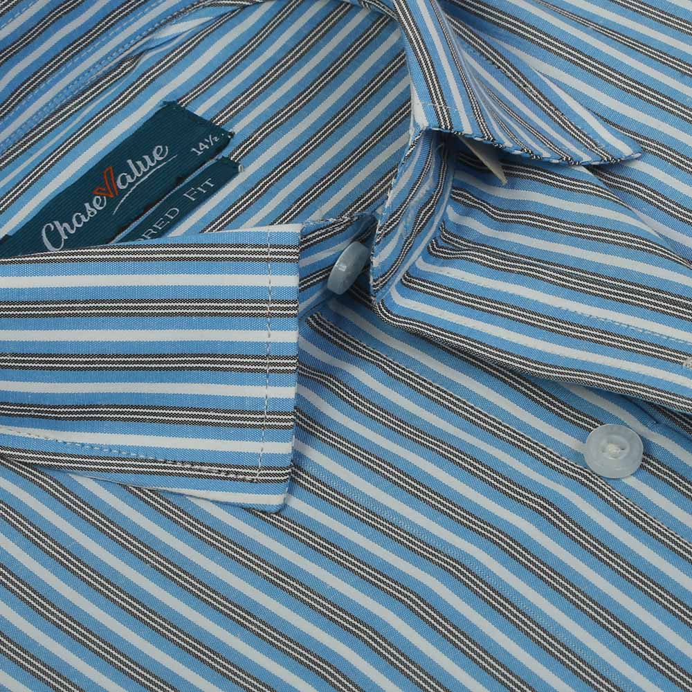Men's Formal Stripe Shirt - Sky Blue, Men's Shirts, Chase Value, Chase Value