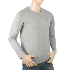 Men's Full Sleeves Logo T-Shirt - Grey, Men, T-Shirts And Polos, Chase Value, Chase Value