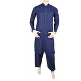 Men's Shalwar Kurta Band Collar -Jacquard-Navy Blue, Men's Fashion, Chase Value, Chase Value