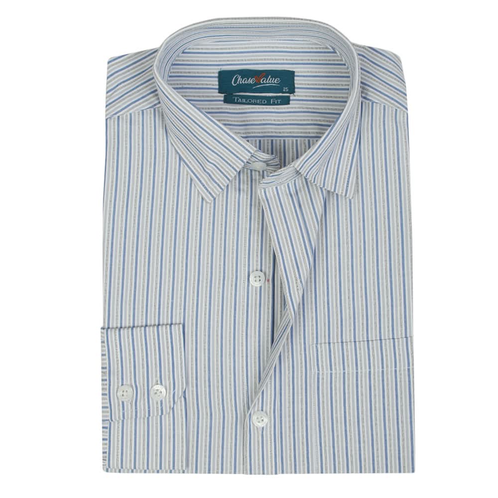 Men's Formal Stripe Shirt - Steel Black, Men's Shirts, Chase Value, Chase Value