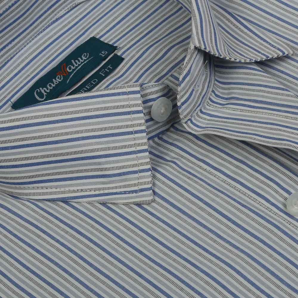 Men's Formal Stripe Shirt - Steel Black, Men's Shirts, Chase Value, Chase Value