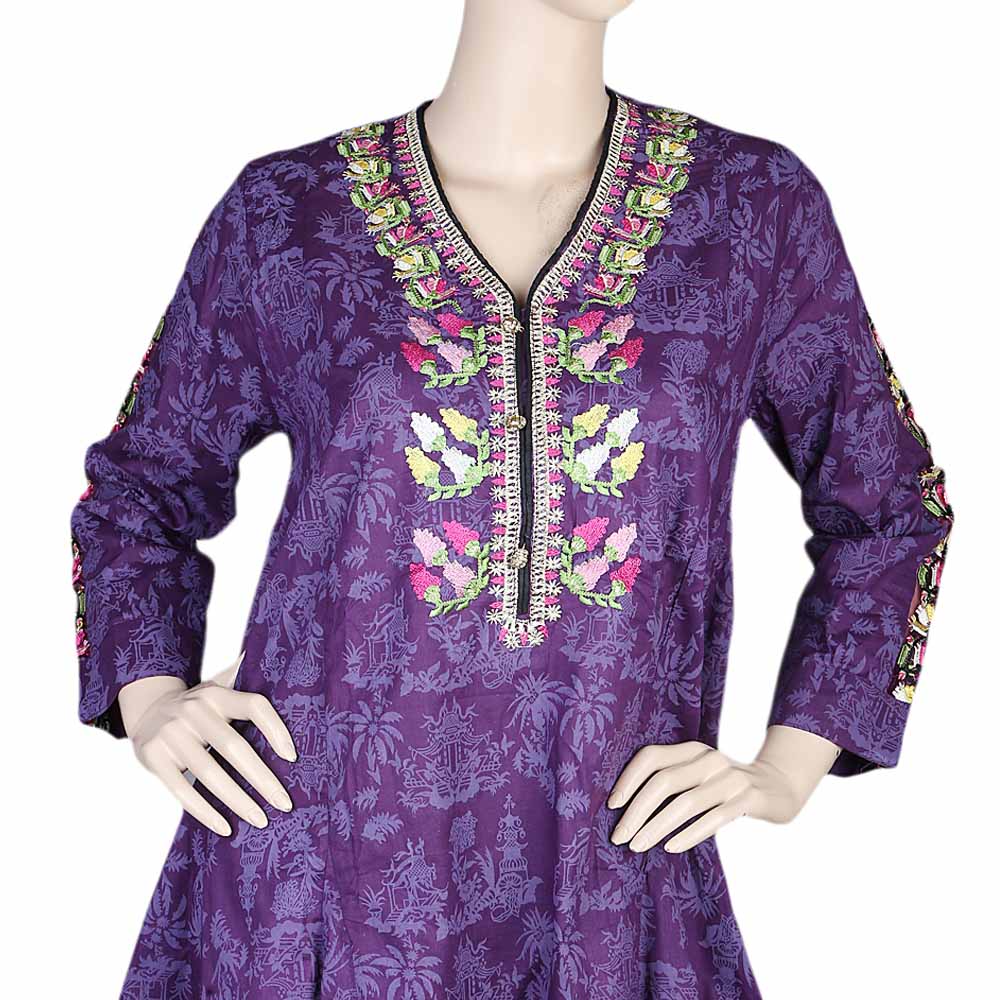 Women's Fancy Cotton 2 Piece Suit - Purple, Women, Shalwar Suits, Chase Value, Chase Value