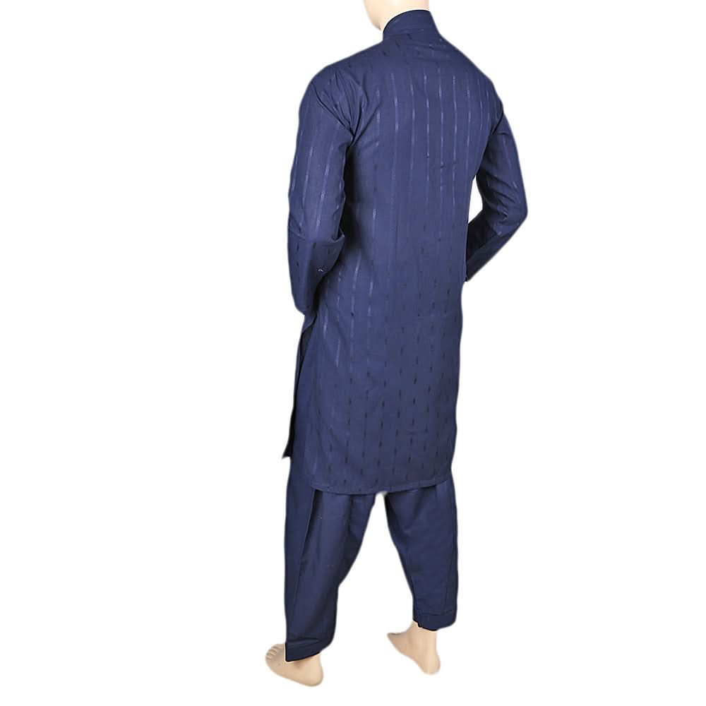 Men's Shalwar Kurta Band Collar -Jacquard-Navy Blue, Men's Fashion, Chase Value, Chase Value