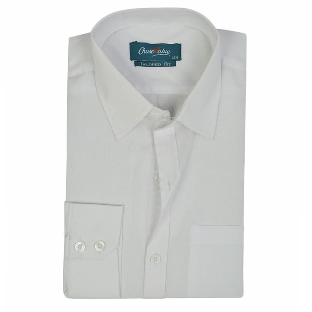 Men's Formal Chambray Shirt - White, Men's Shirts, Chase Value, Chase Value