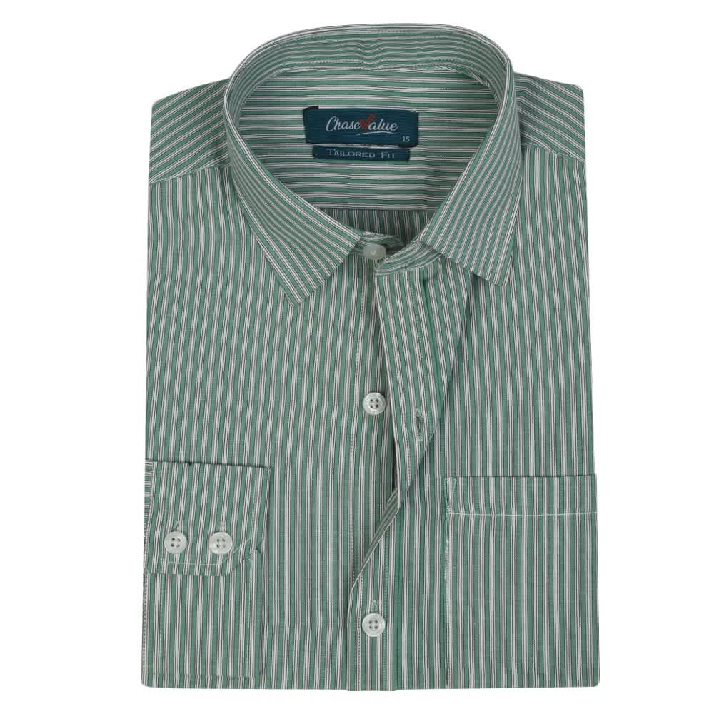 Men's Formal Stripe Shirt - Green, Men's Shirts, Chase Value, Chase Value