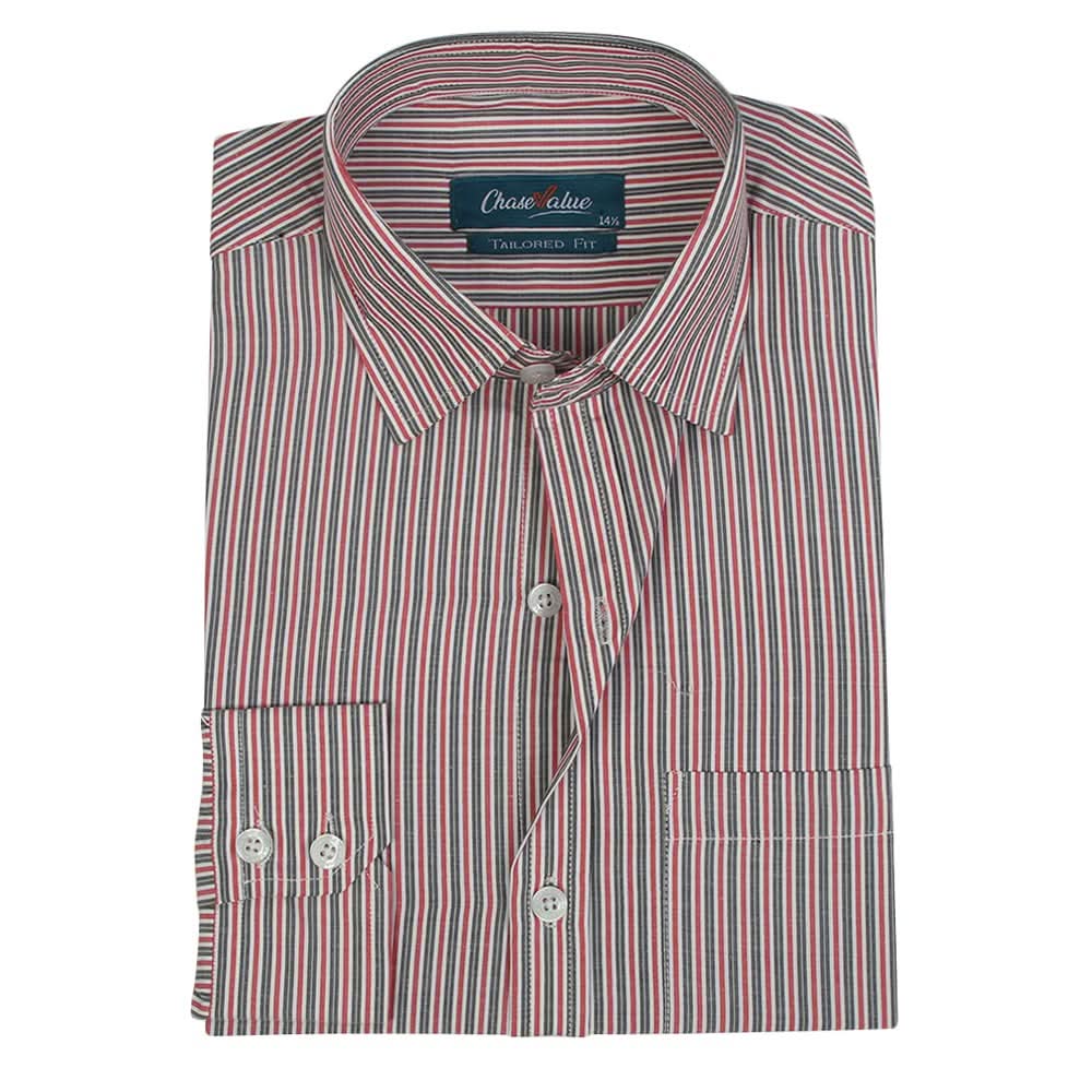 Men's Formal Stripe Shirt - Red, Men's Shirts, Chase Value, Chase Value