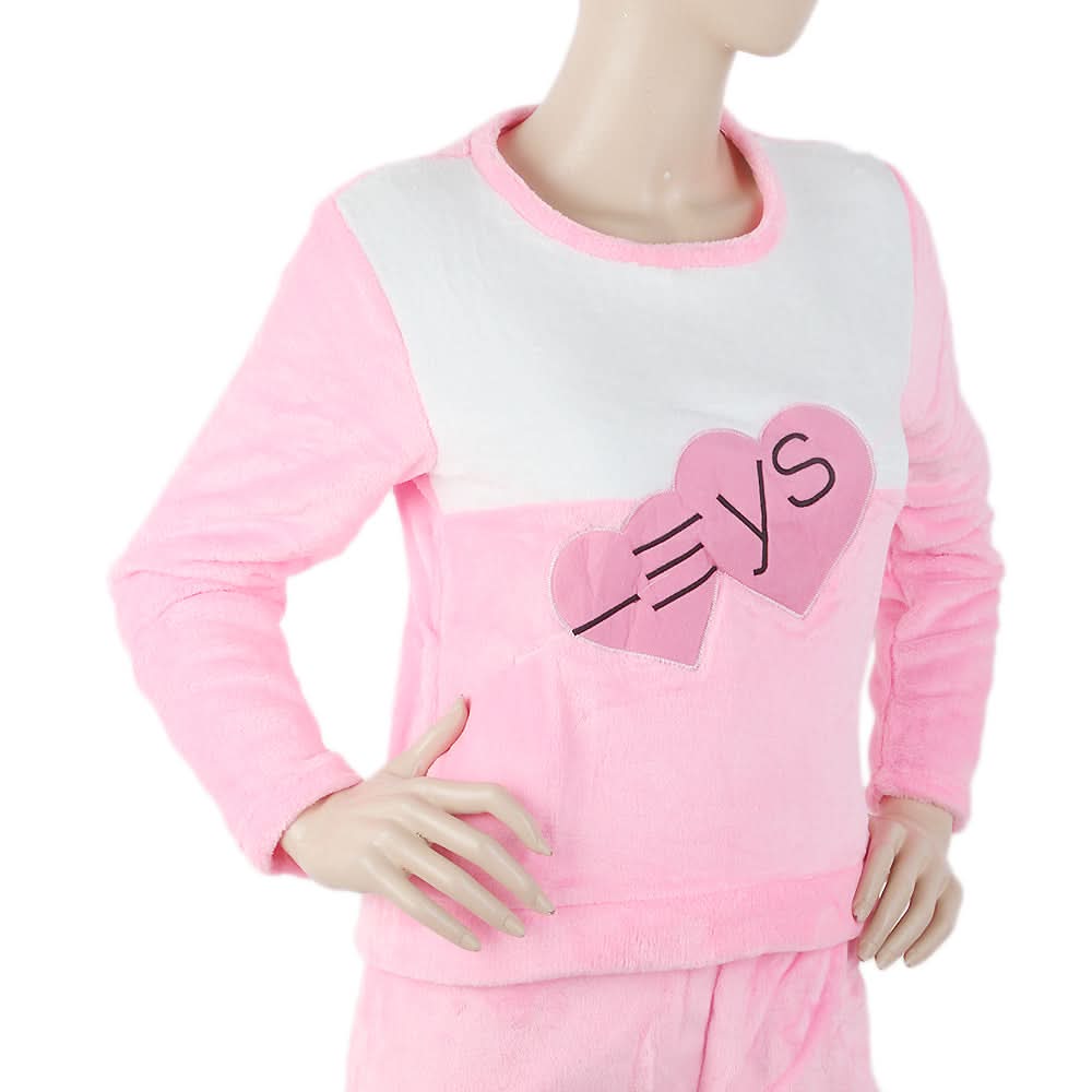 Women's Fleece Full Sleeves Night Suit - Pink, Women, Night Suit, Chase Value, Chase Value