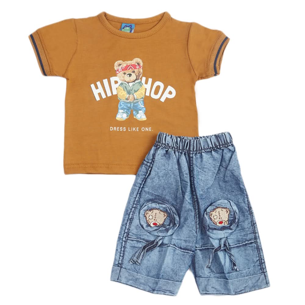 Newborn Boys Half Sleeves Suit - Brown, Kids, Boys Sets And Suits, Chase Value, Chase Value