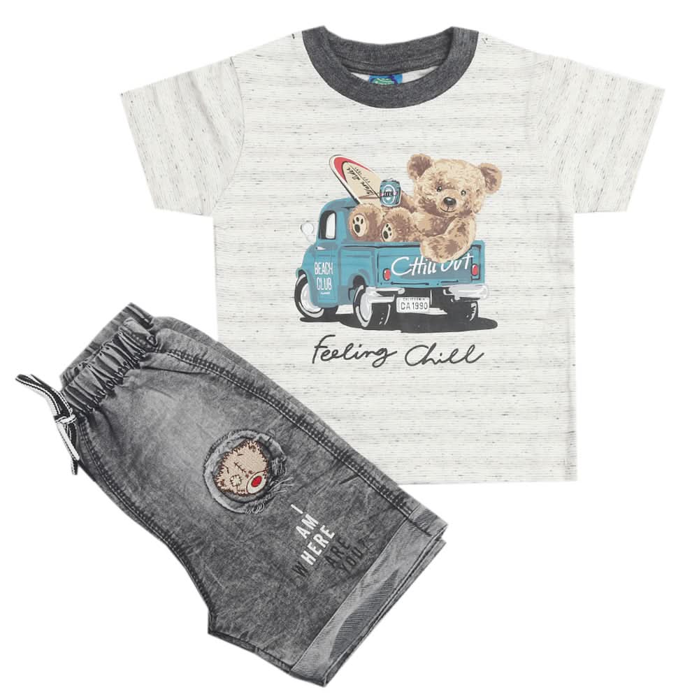 Newborn Boys Half Sleeves Suit - Grey, Kids, New Born Boys Sets And Suits, Chase Value, Chase Value