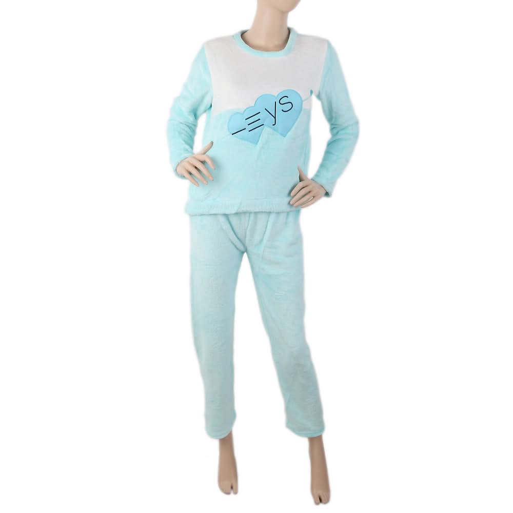 Women's Fleece Full Sleeves Night Suit - Cyan, Women, Night Suit, Chase Value, Chase Value