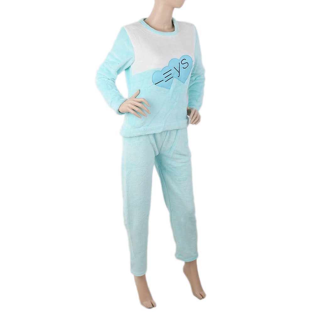 Women's Fleece Full Sleeves Night Suit - Cyan, Women, Night Suit, Chase Value, Chase Value