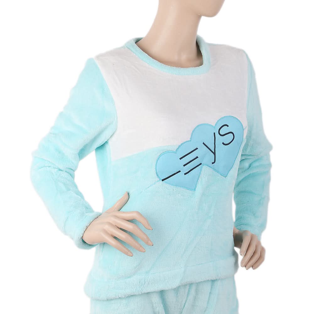 Women's Fleece Full Sleeves Night Suit - Cyan, Women, Night Suit, Chase Value, Chase Value