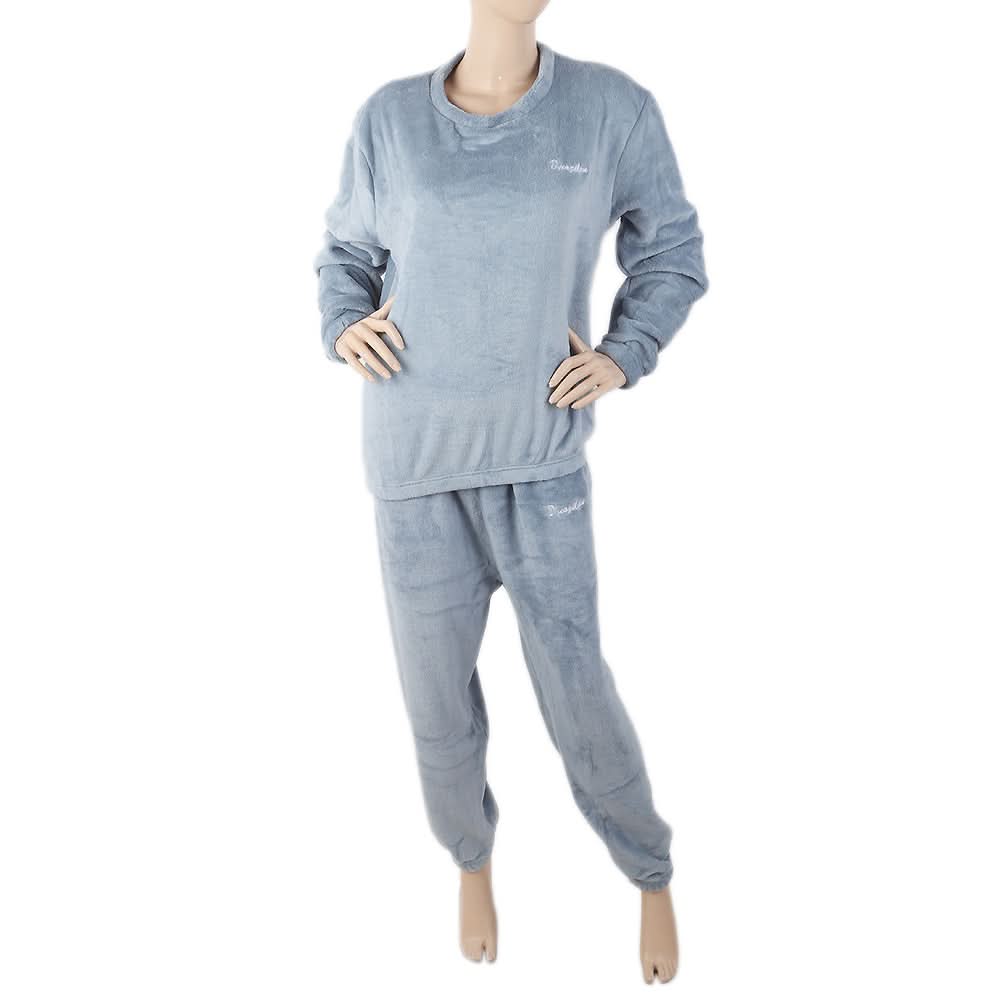 Women's Fleece Full Sleeves Night Suit - Steel Blue, Women, Night Suit, Chase Value, Chase Value