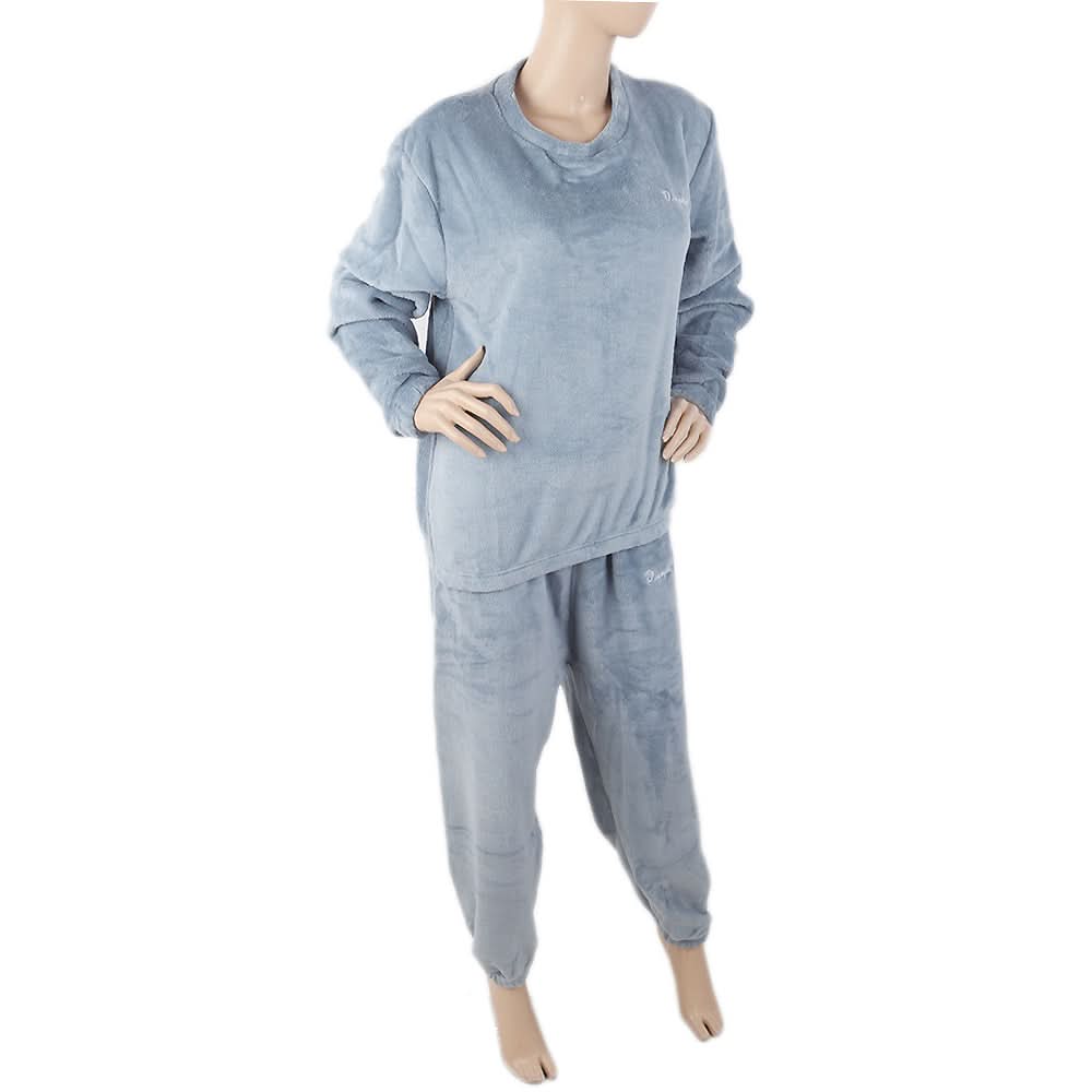 Women's Fleece Full Sleeves Night Suit - Steel Blue, Women, Night Suit, Chase Value, Chase Value