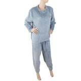 Women's Fleece Full Sleeves Night Suit - Steel Blue, Women, Night Suit, Chase Value, Chase Value