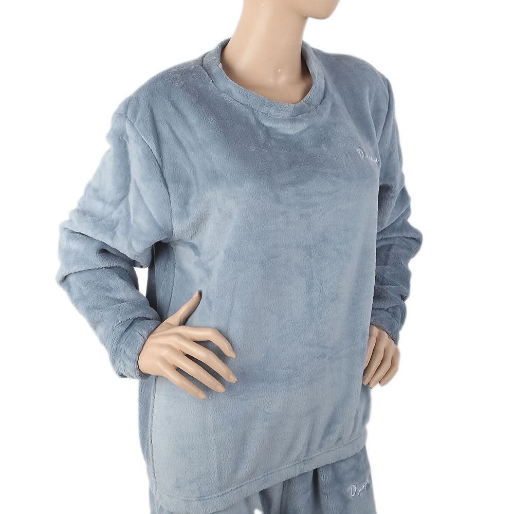 Women's Fleece Full Sleeves Night Suit - Steel Blue, Women, Night Suit, Chase Value, Chase Value