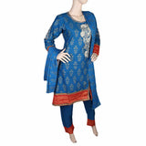 Women's Fancy Embroidered 3 Piece Suit - Steel Blue, Women, Shalwar Suits, Chase Value, Chase Value