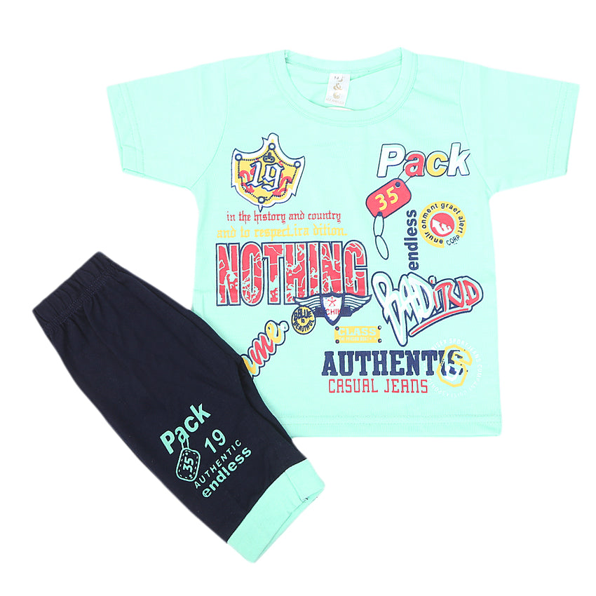 Boys Short Half Sleeves Suit - Cyan, Kids, Boys Sets And Suits, Chase Value, Chase Value