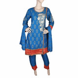 Women's Fancy Embroidered 3 Piece Suit - Steel Blue, Women, Shalwar Suits, Chase Value, Chase Value