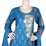 Women's Fancy Embroidered 3 Piece Suit - Steel Blue, Women, Shalwar Suits, Chase Value, Chase Value