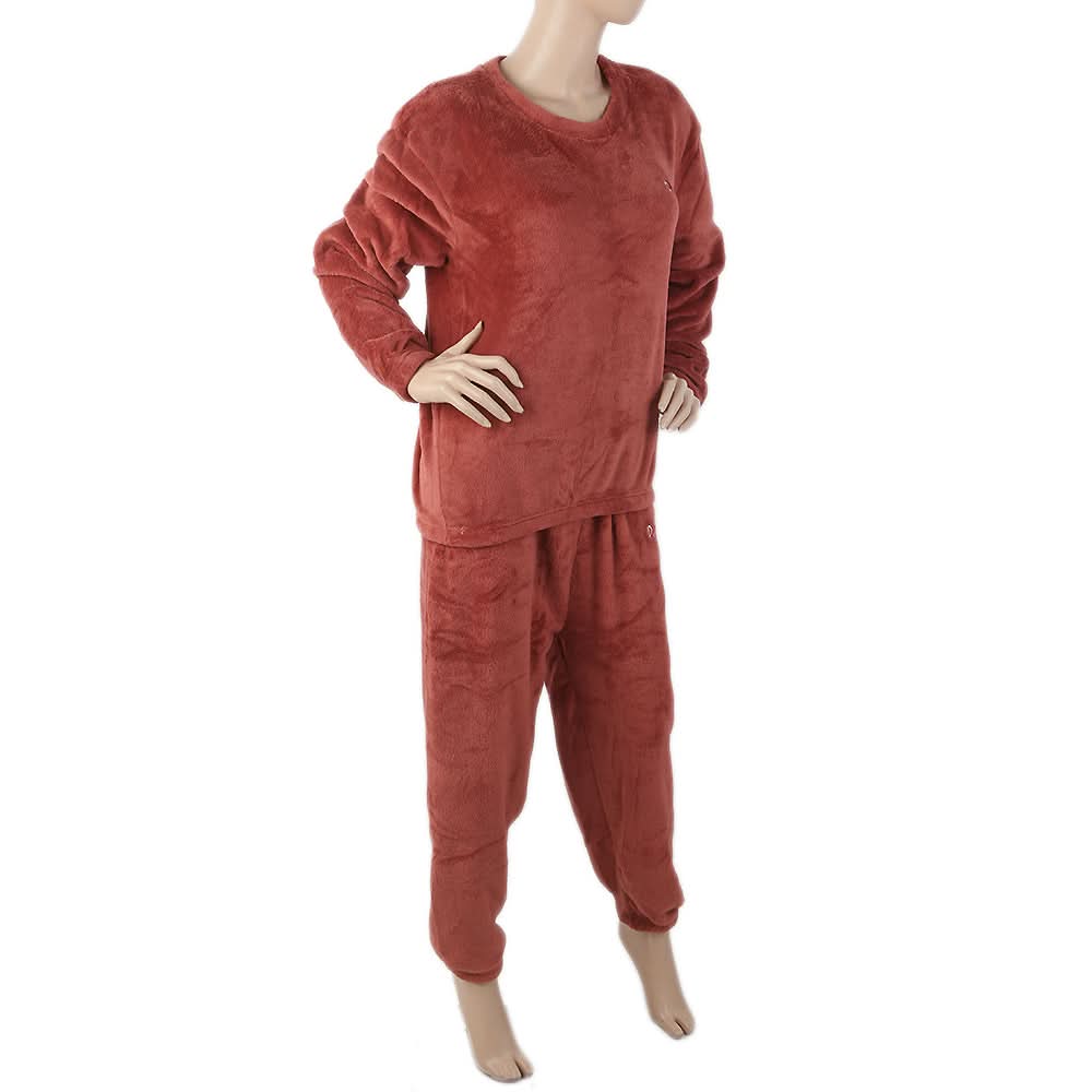 Women's Fleece Full Sleeves Night Suit - Rust, Women, Night Suit, Chase Value, Chase Value