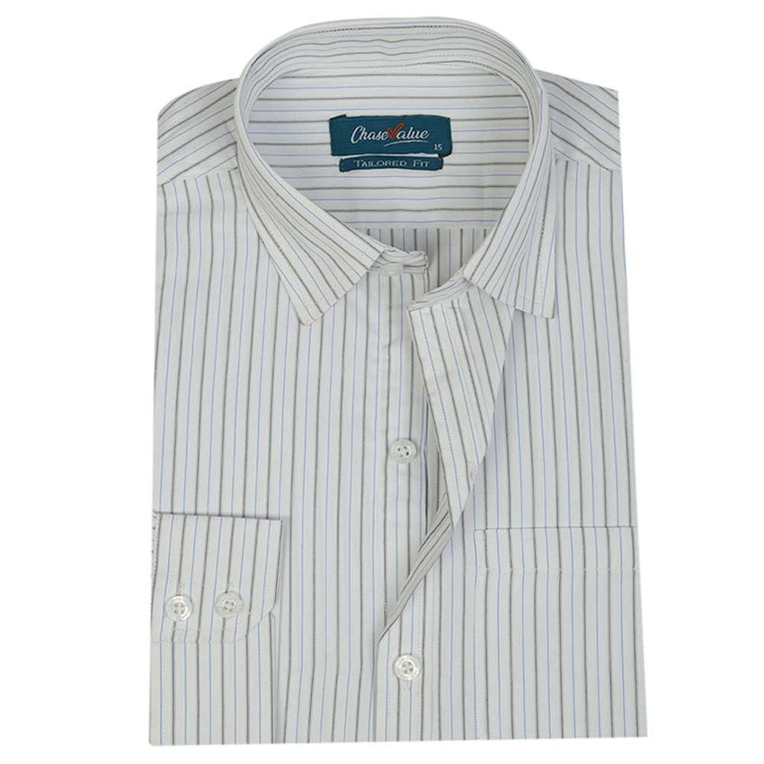 Men's Formal Stripe Shirt - Off White, Men's Shirts, Chase Value, Chase Value