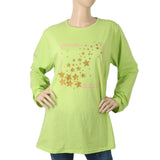 Women's Printed T. Shirt Full Sleeves - Green, Women, T-Shirts And Tops, Chase Value, Chase Value