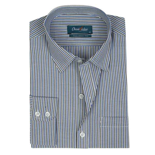 Men's Formal Stripe Shirt - Royal Blue, Men's Shirts, Chase Value, Chase Value