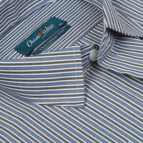Men's Formal Stripe Shirt - Royal Blue, Men's Shirts, Chase Value, Chase Value