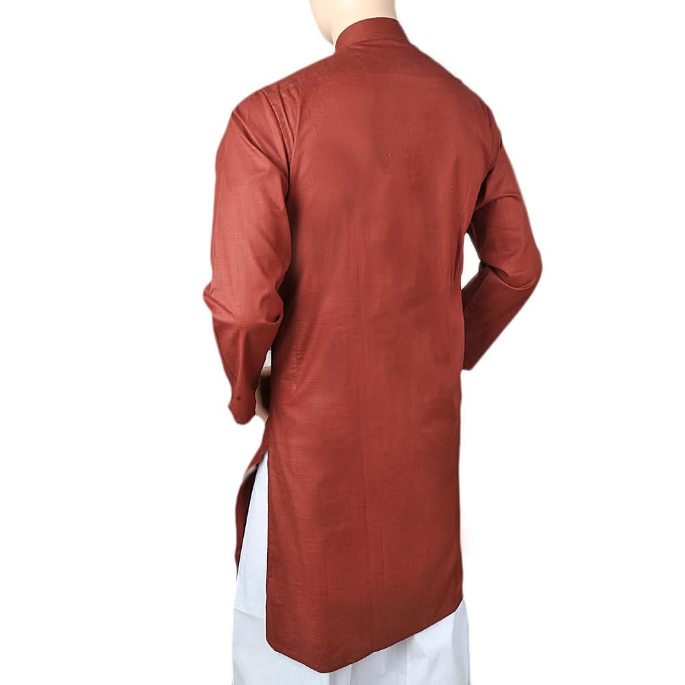 Men's Shalwar Kurta Band Collar -Textured- Maroon, Men's Fashion, Chase Value, Chase Value