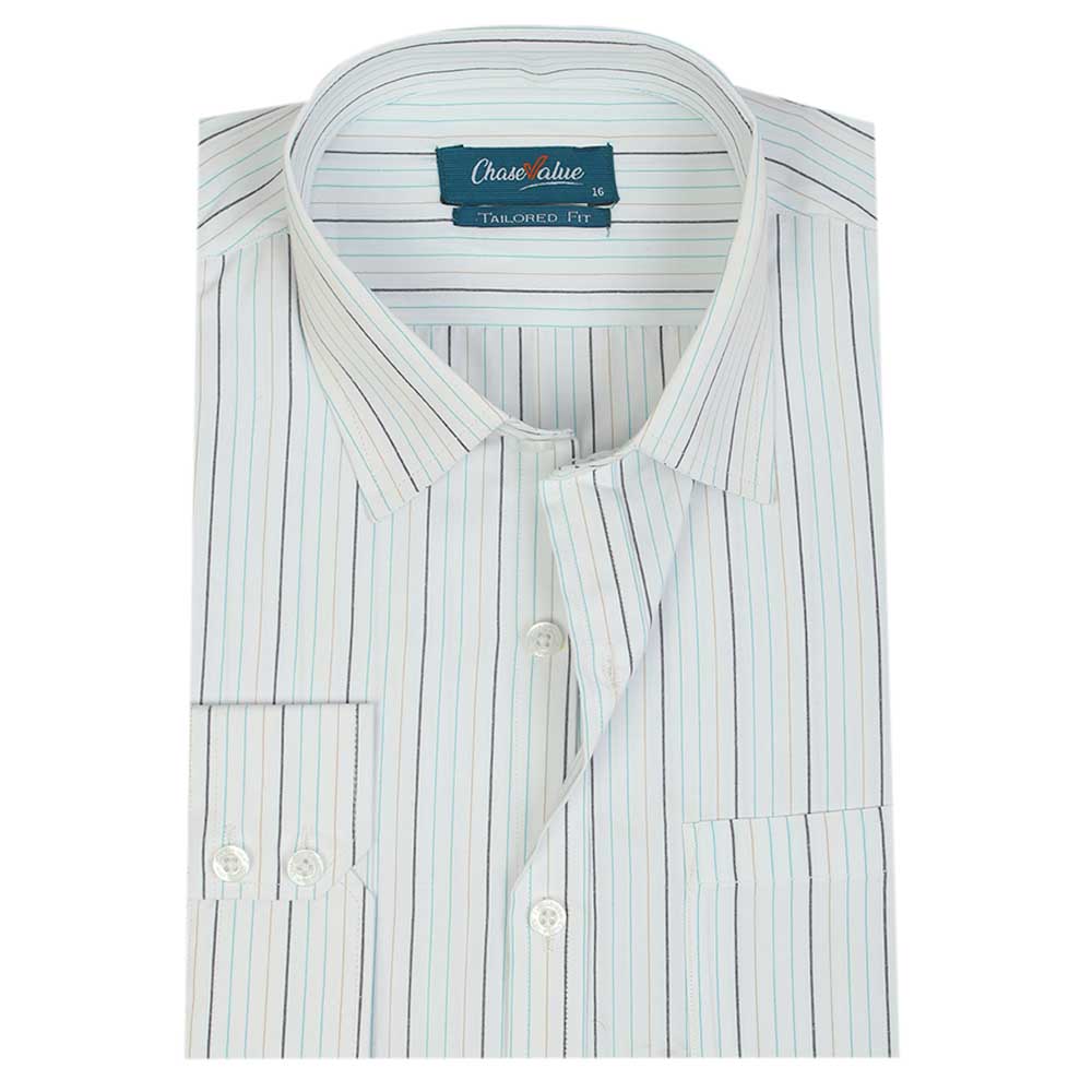 Men's Formal Stripe Shirt - Blue-White, Men's Shirts, Chase Value, Chase Value