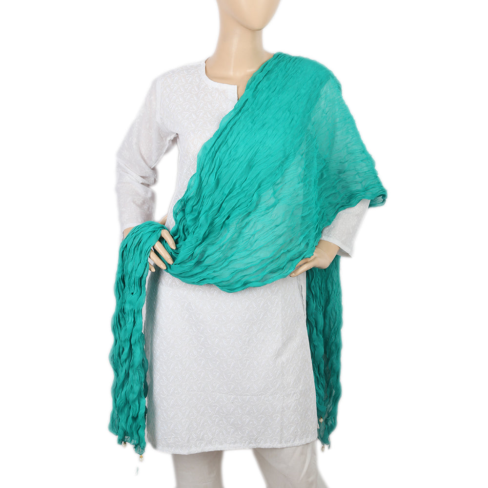 Women's Korkore Chiffon Dupatta - Sea Green, Women, Dupatta, Chase Value, Chase Value
