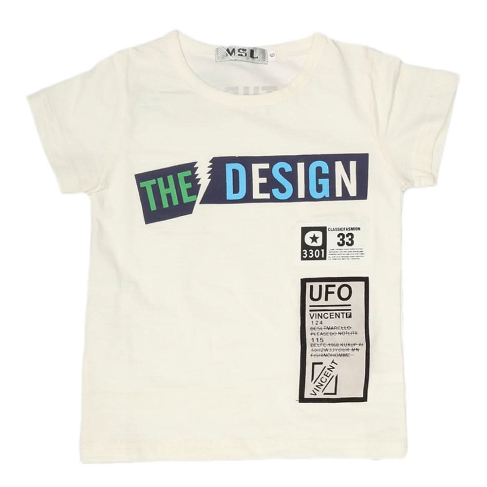 Boys Half Sleeves T-Shirt - White, Kids, Boys T-Shirts, Chase Value, Chase Value