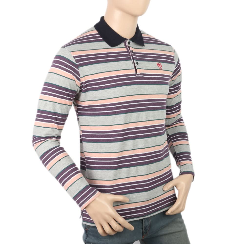 Men's Yarn Dyed Full Sleeves Polo T-Shirt - Multi, Men, T-Shirts And Polos, Chase Value, Chase Value
