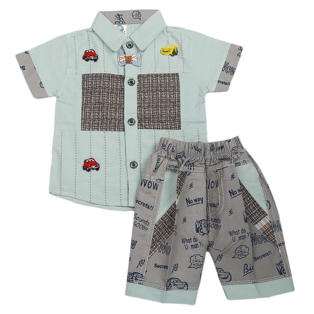 Newborn Boys Half Sleeves Suit - Sea Green, Kids, Newborn Boys Sets And Suits, Chase Value, Chase Value