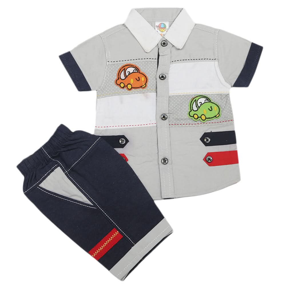 Newborn Boys Half Sleeves Suit - Grey, Kids, Boys Sets And Suits, Chase Value, Chase Value