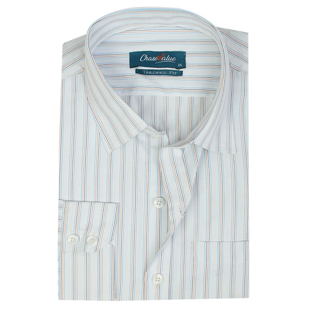 Men's Formal Stripe Shirt - Light Grey, Men's Shirts, Chase Value, Chase Value