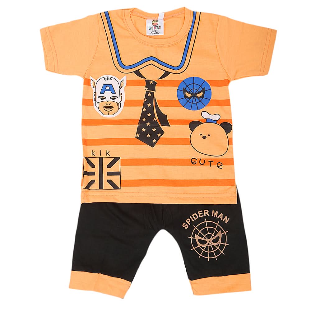 Boys Short Half Sleeves Suit - Peach, Kids, Boys Sets And Suits, Chase Value, Chase Value