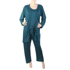 Women's 3 Piece Night Suit - Sea Green, Women, Night Suit, Chase Value, Chase Value