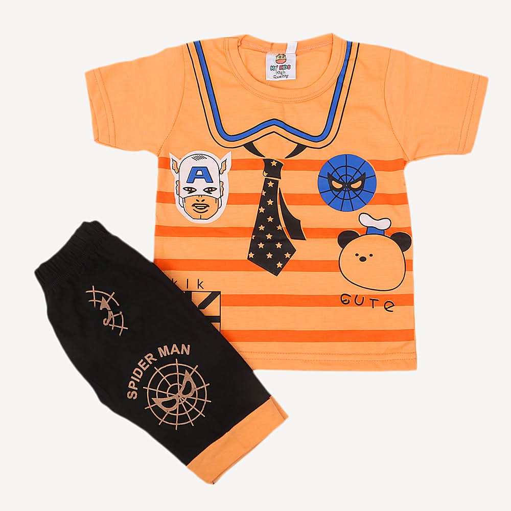 Boys Short Half Sleeves Suit - Peach, Kids, Boys Sets And Suits, Chase Value, Chase Value