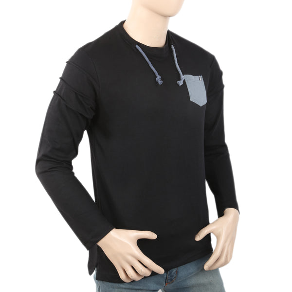 Men's Full Sleeves T-Shirt - Black, Men, T-Shirts And Polos, Chase Value, Chase Value