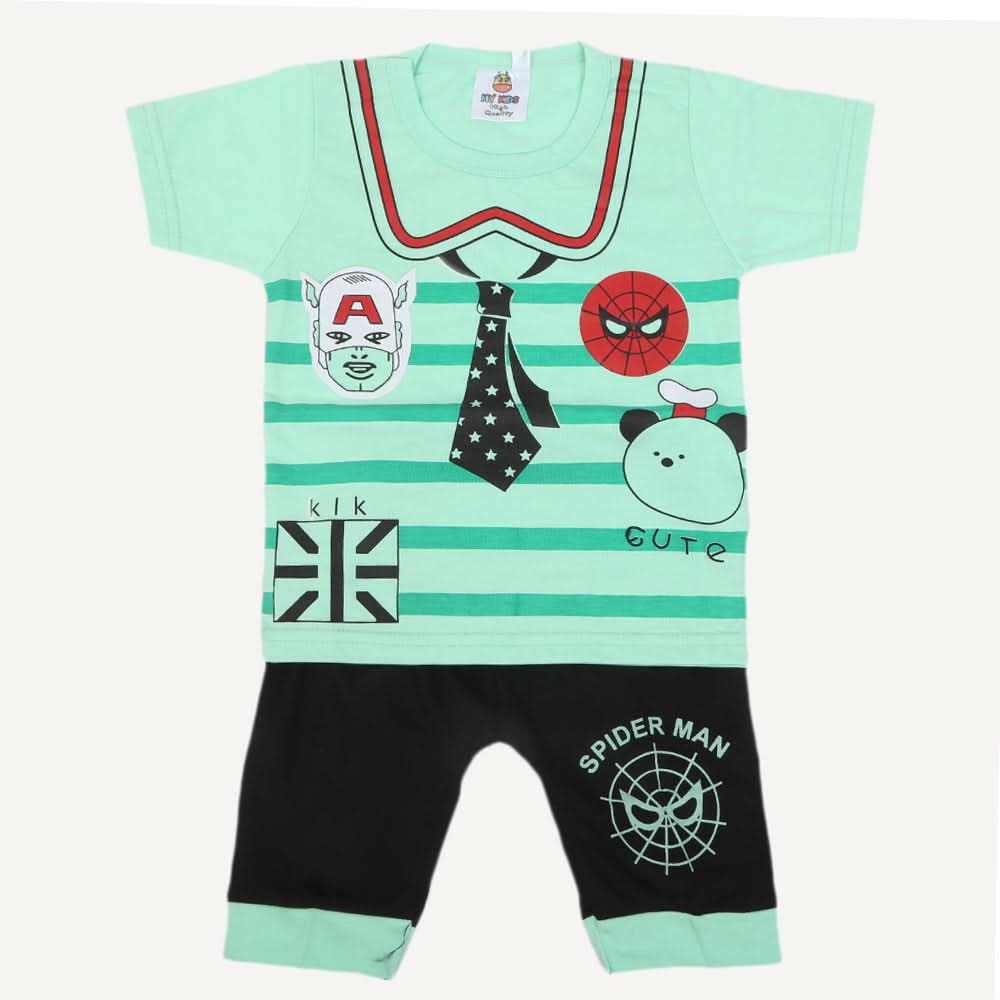 Boys Short Half Sleeves Suit - Cyan, Kids, Boys Sets And Suits, Chase Value, Chase Value