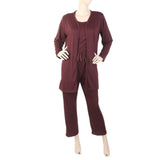 Women's 3 Piece Night Suit - Maroon, Women, Night Suit, Chase Value, Chase Value